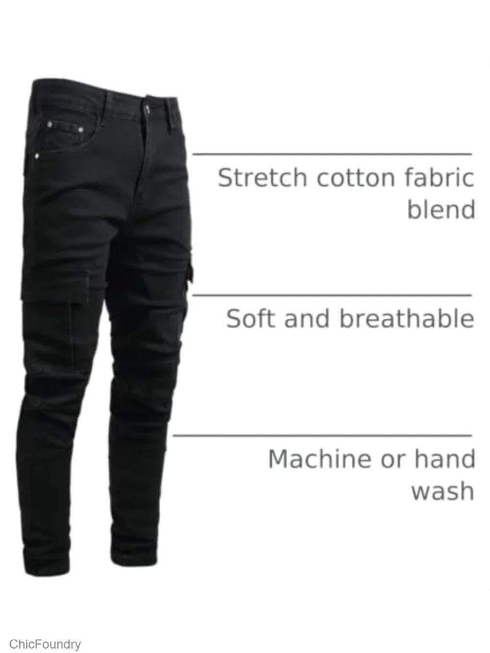 Slim Fit Stretch Ripped Skinny Jeans Straight Leg Casual Pants